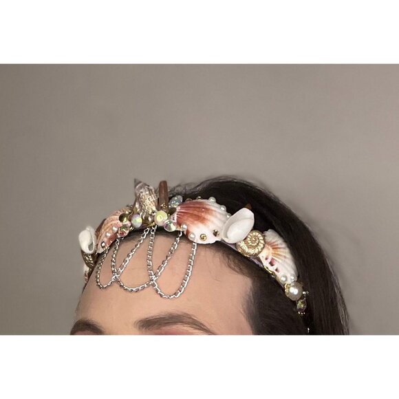 Mermaid Custom Headpiece Head Wear Hat Headband Performance Mermaid Crown with R - Picture 4 of 10